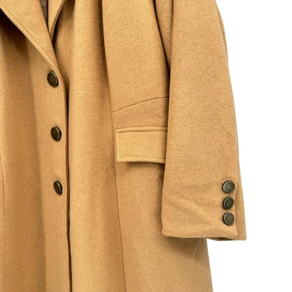 Roaman’s Women's Plus Camel Tan Wool Blend Long Winter Overcoat Coat - Picture 4 of 9
